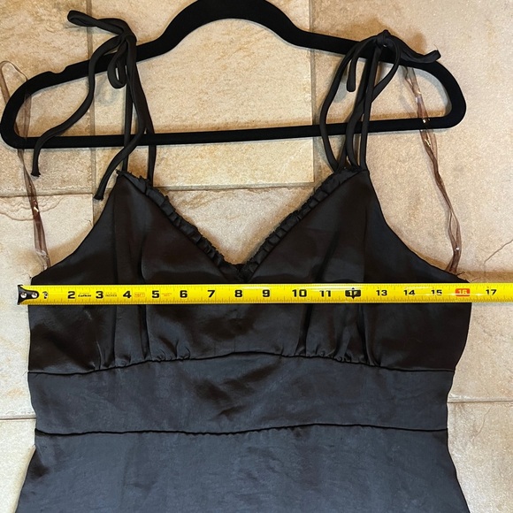 Nine West Black Satin Slip Babydoll Dress L Y2K Coquette Whimsigoth Goth LBD - Picture 5 of 12